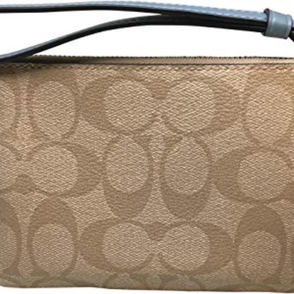 COACH Leather Wristlett~Khaki & Blue~F58035 - Picture 2 of 4